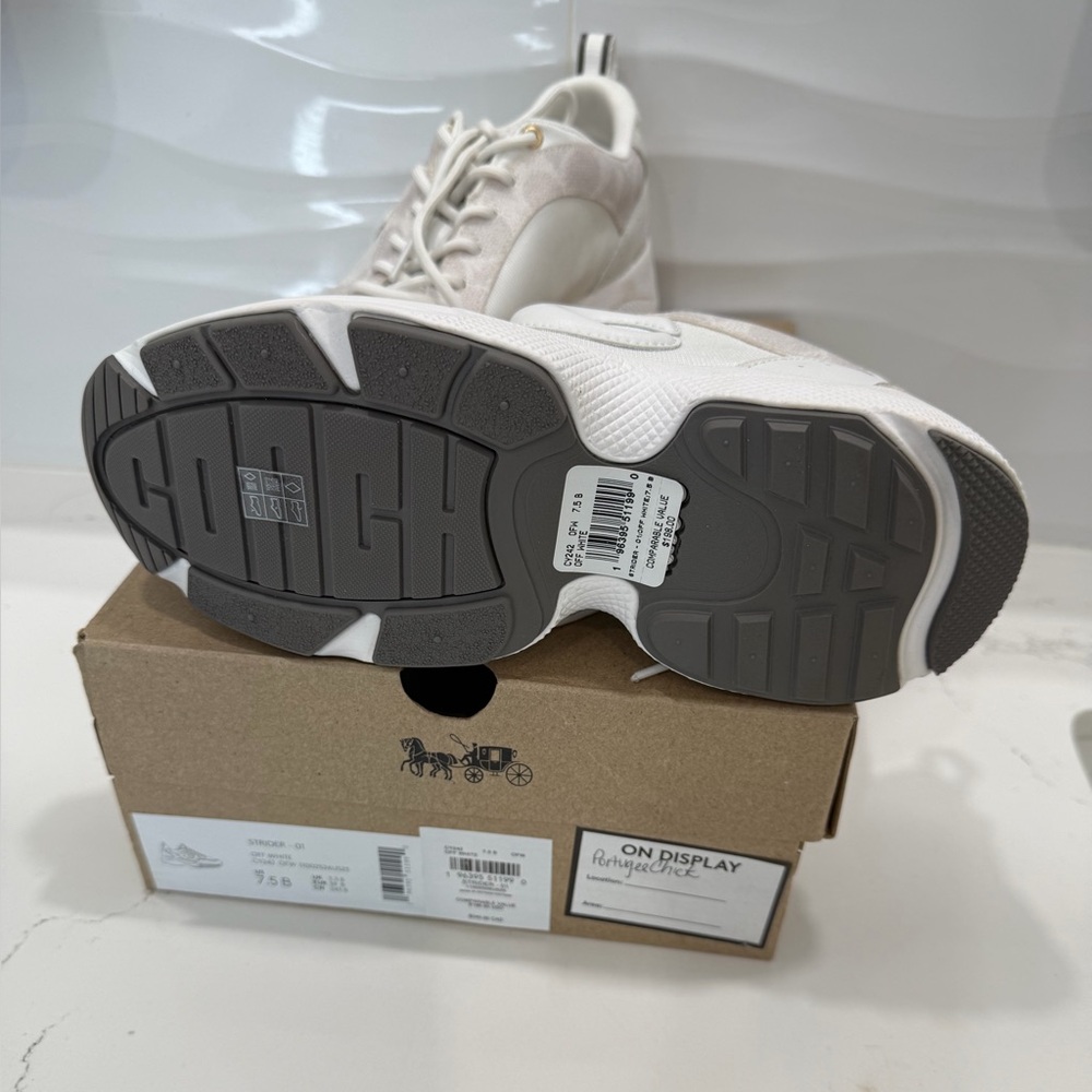Coach Women's Cream and White Sneakers - Picture 2 of 2